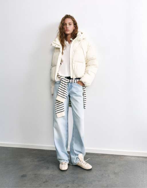 Pull&Bear piumino corto con cappuccio beige, 3 di 7