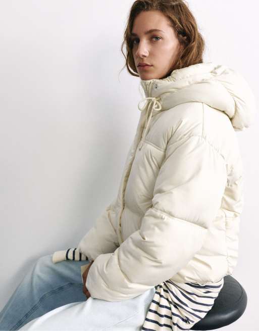 Pull&Bear piumino corto con cappuccio beige, 5 di 7