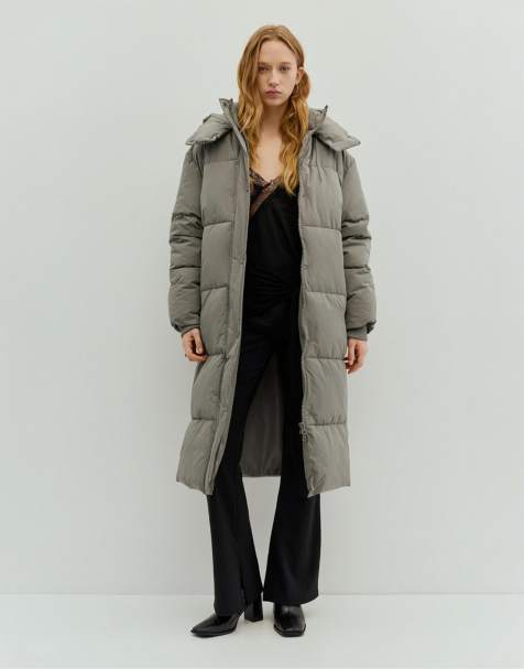 Pull&Bear - Piumino taglio lungo tortora - view 1