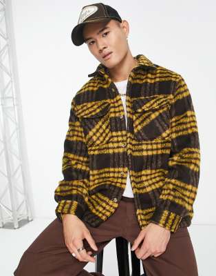 Pull&Bear plaid overshirt in brown