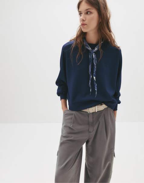 Pull&Bear Plain round neck sweatshirt in navy - view 1