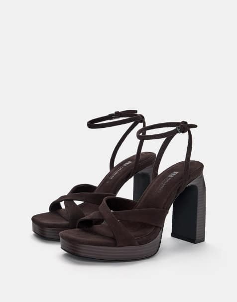 Pull&Bear – Plateau-Sandalen in Braun mit hohem Absatz - view 1
