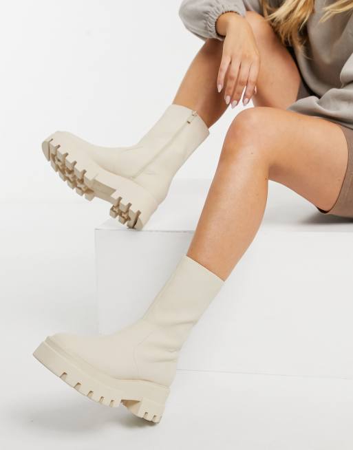 Pull Bear platform boot in cream