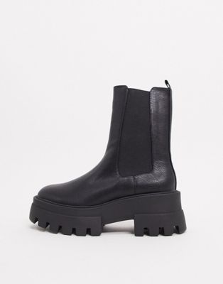 black platform sole boots pull and bear