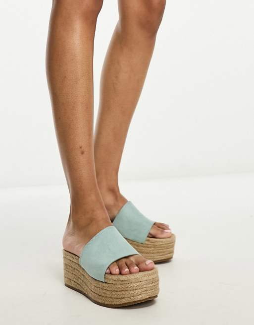 Pull&Bear platform espadrille sandals in light blue