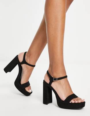 Pull&Bear platform heeled sandal in black | ASOS