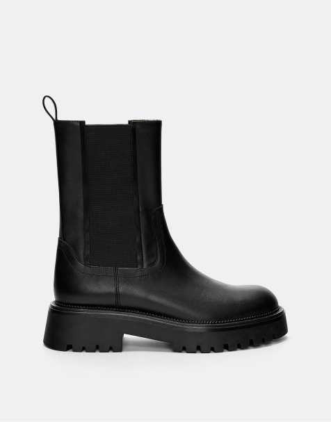 Pull&Bear - Platte Chelsea boots in zwart - view 1