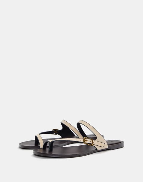 Pull&Bear - Platte sandalen in ecru - view 1