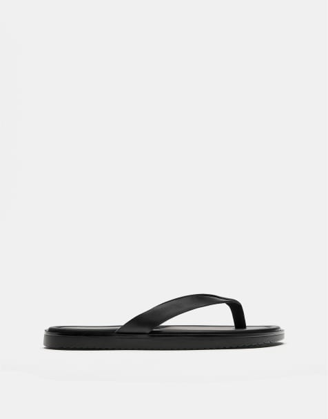 Pull&Bear - Platte sandalen in zwart - view 1