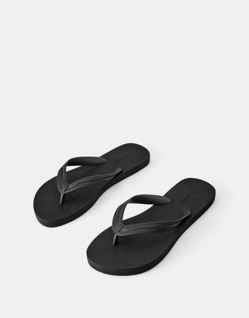 Pull&Bear - Platte sandalen in zwart, 2 van 4
