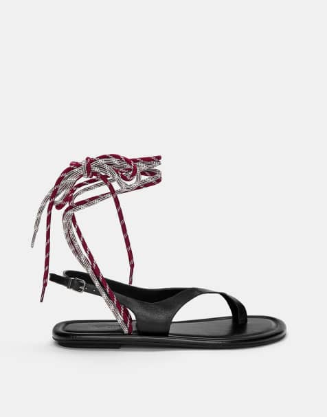Pull&Bear - Platte sandalen met veters en contrast - view 1