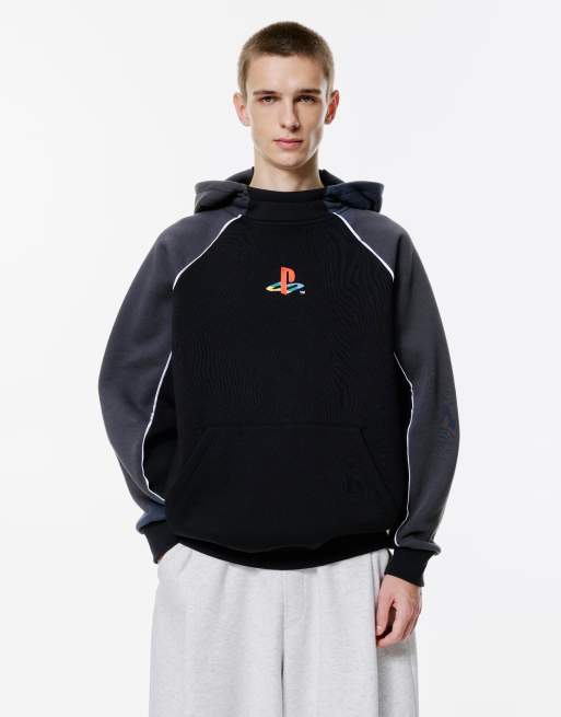 Pull&Bear - Playstation x Stwd - Sort hættetrøje med paneler