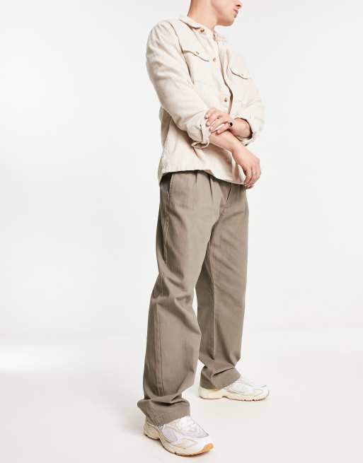 Pull&Bear pleated chinos in brown