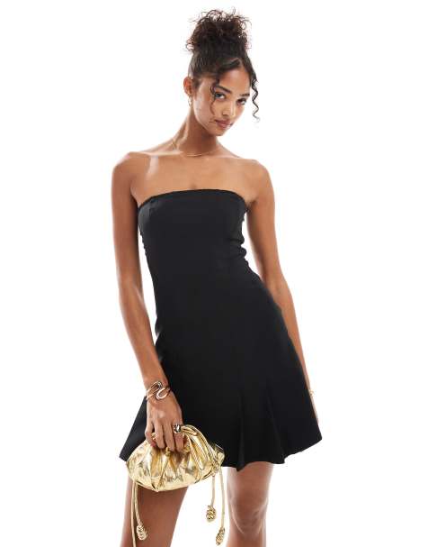 Pull&Bear pleated mini dress in black - view 1
