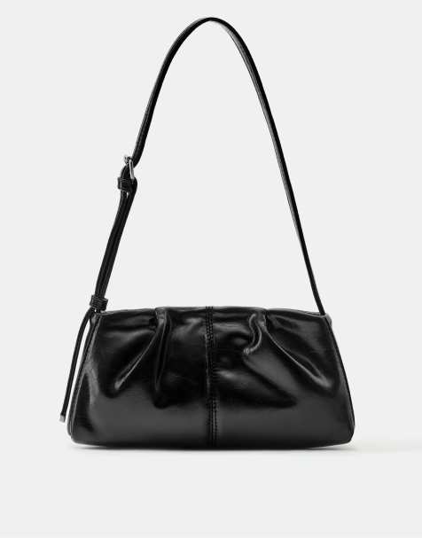 Pull&Bear Pleated shoulder bag in black - view 1