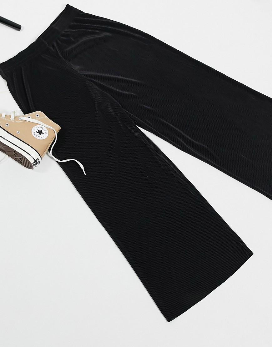 Pull & Bear plisse culotte in black