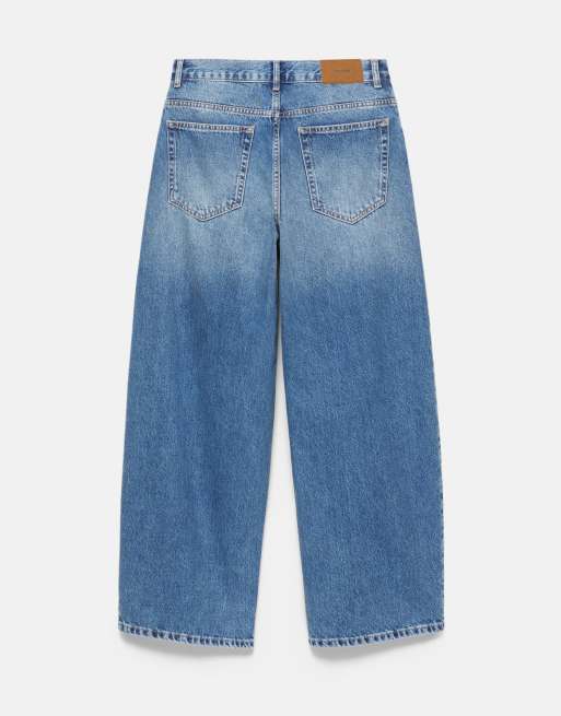 Pull&Bear plisserade baggy jeans med ballongpassform i mörkblått, 7 av 7