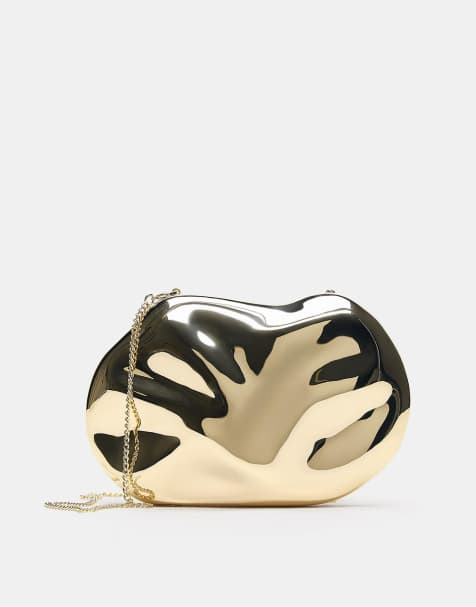 Pull&Bear - Pochette rigide métallisée - Doré - view 1