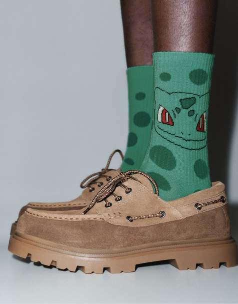 Pull&Bear – Pokémon Bulbasaur – Socken in Mittelgrün mit Bisasam-Motiv - view 1