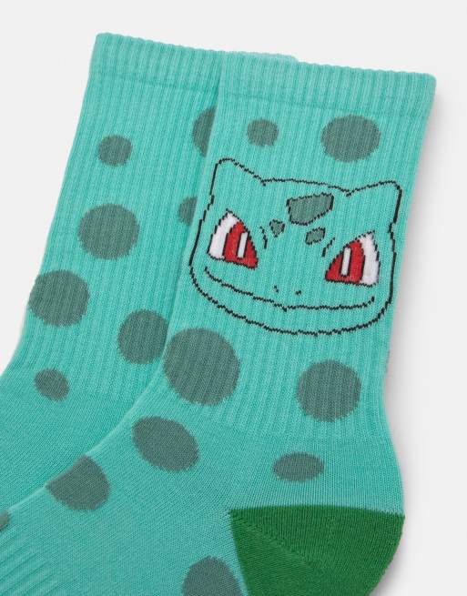 Pull&Bear Pokémon bulbasaur socks in medium green, 4 of 4