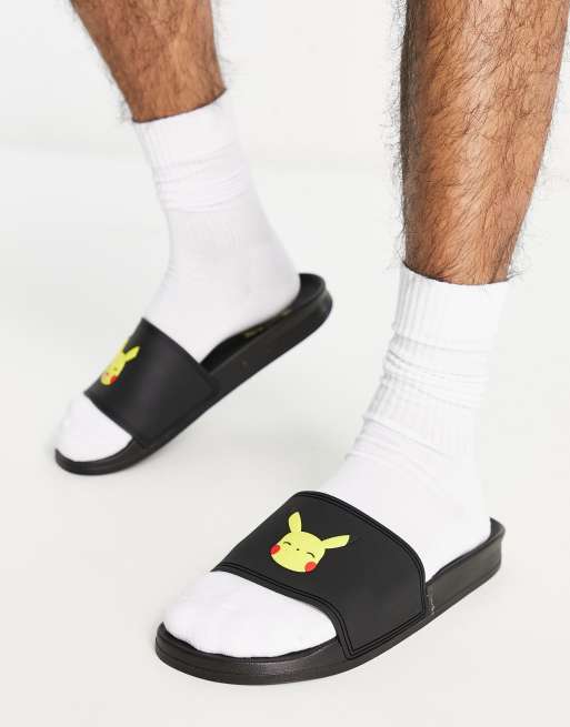 Pull Bear pokemon slides in black ASOS