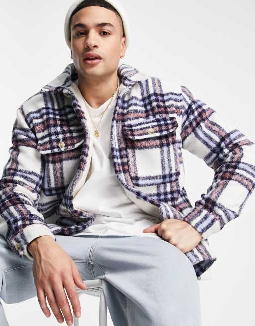Pull&Bear – Polarowa kurtka z podszewką w kolorową kratę