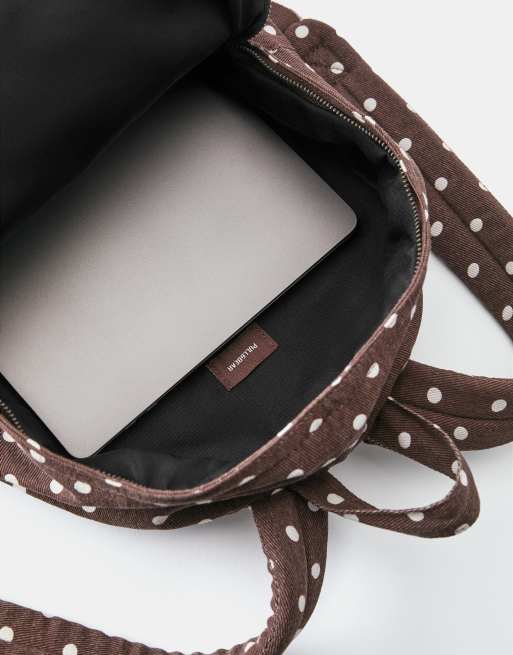 Pull&Bear Polka dot backpack in brown, 4 of 4
