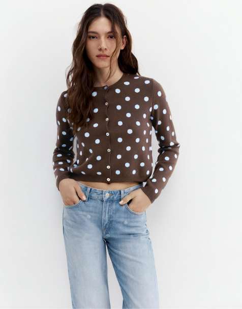 Pull&Bear Polka dot jacket in brown