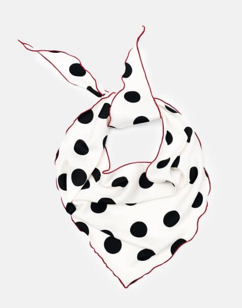 Pull&Bear Polka dot scarf in white - view 1