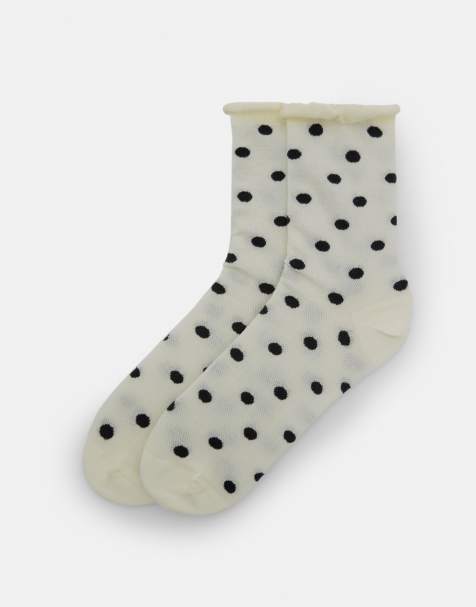 Pull&Bear polka dot socks in white - view 1