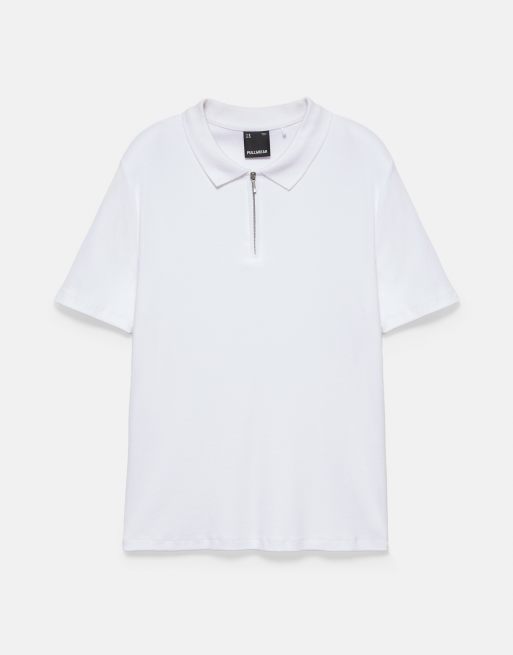 Pull&Bear polo à manches courtes zippé écru, 5 de 7