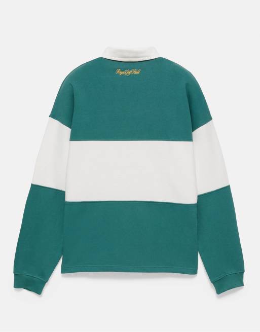 Pull&Bear polo à manches longues Newport Sport Club écru à rayures vertes, 7 de 7