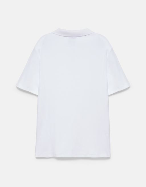 Pull&Bear polo a maniche corte con zip, bianco sporco, 7 di 7