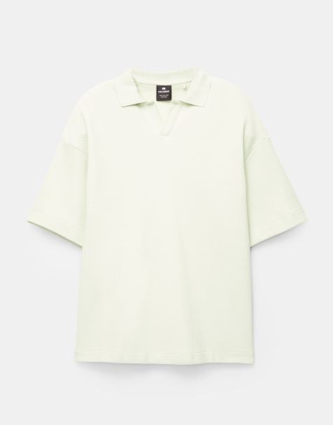 Pull&Bear - Polo a maniche corte squadrata color muschio - view 1