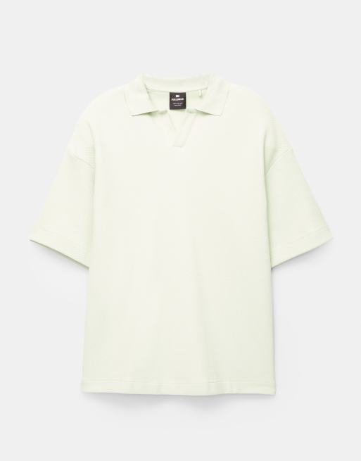 Pull&Bear - Polo a maniche corte squadrata color muschio