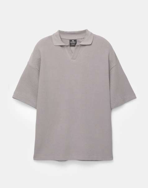 Pull&Bear - Polo a maniche corte squadrata grigia - view 1