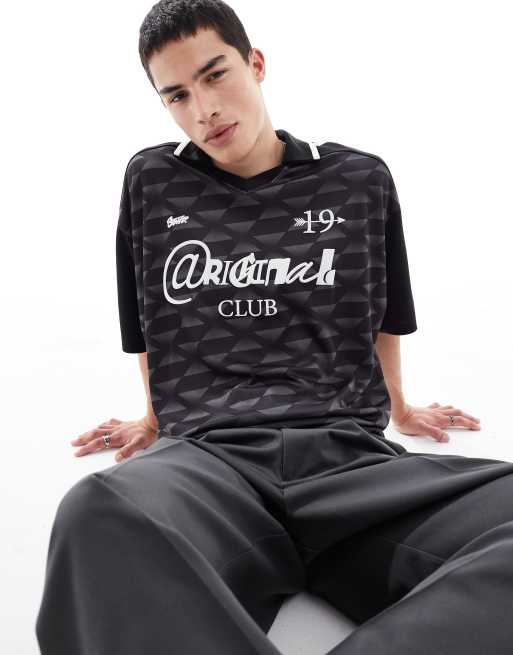 Pull&Bear - Polo da calcio nera e bianca