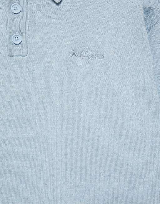 Pull&Bear polo en maille à manches longues bleu moyen, 6 de 7