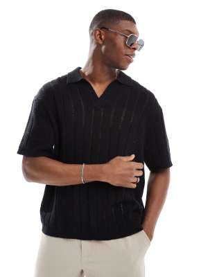 Pull & Bear - Polo en maille - Noir - Pull & bear - Modalova