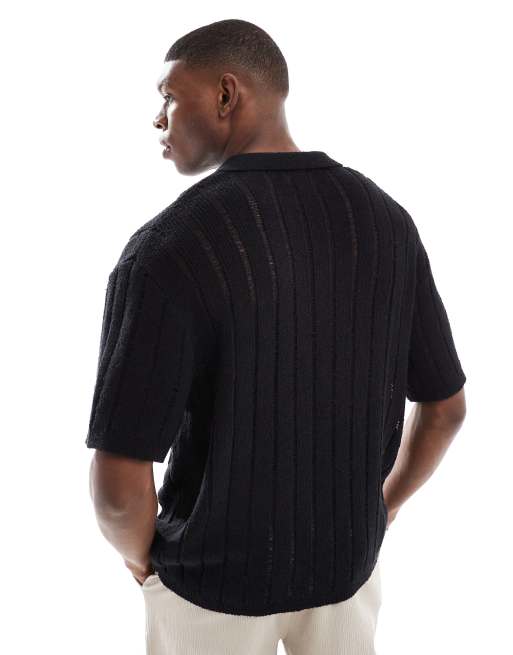 Pull&Bear - Polo en maille - Noir, 3 de 4