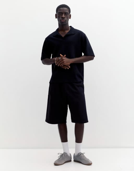 Pull&Bear - Polo manches courtes en maille interlock - Noir, 4 de 7