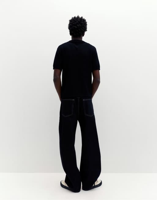Pull&Bear - Polo nera a maniche corte, 4 di 4