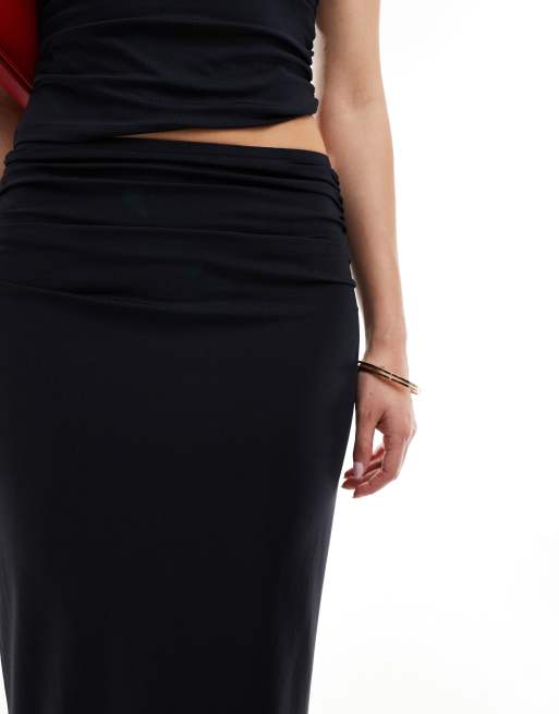 Pull&Bear polyamide sculpt midi skirt co-ord in black, 5 of 5