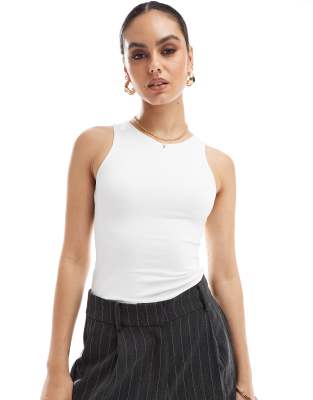 Pull&Bear polyamide sculpt racer singlet in white