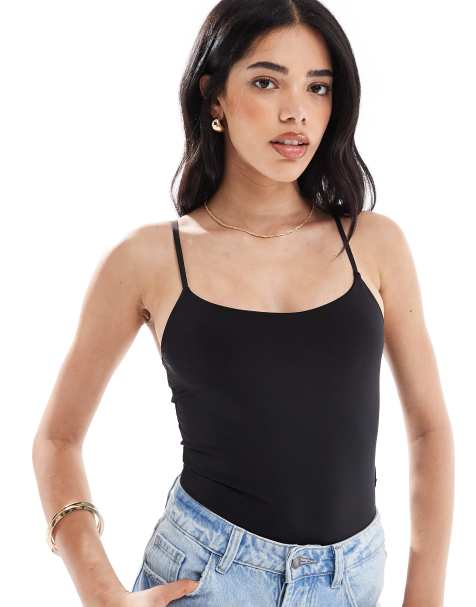 Pull&Bear polyamide sculpt strappy body in black - view 1