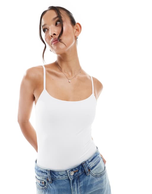 Pull&Bear polyamide sculpt strappy body in white