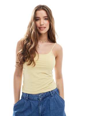 polyamide sculpt strappy cami top in pale yellow