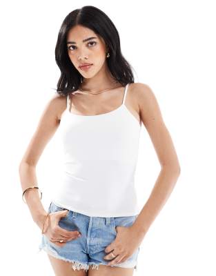 polyamide sculpt strappy cami top in white