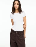 [Pull & Bear] Pull & Bear polyamide short sleeve body in white S WHITE