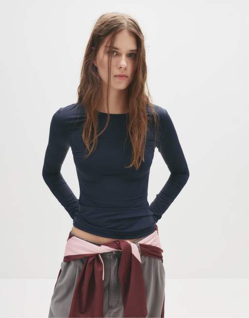 Pull&Bear Polyamide t-shirt in navy